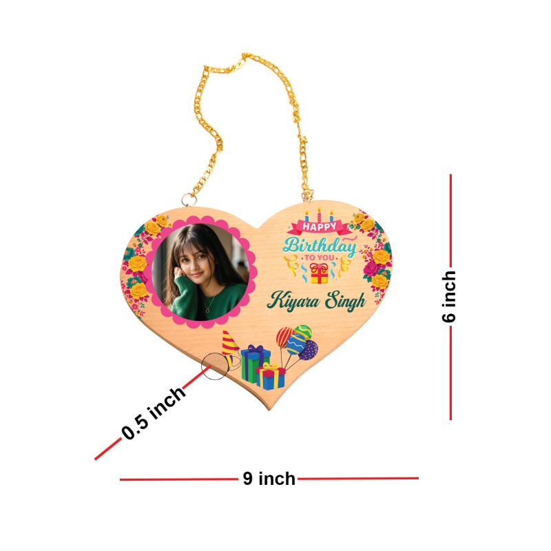 Personalized Happy Birthday Heart-Shaped Wooden Hanging Plaque  Custom With Name & Photo  Birthday Gift for Girls, Daughters, Sister, Wife and Best Friends